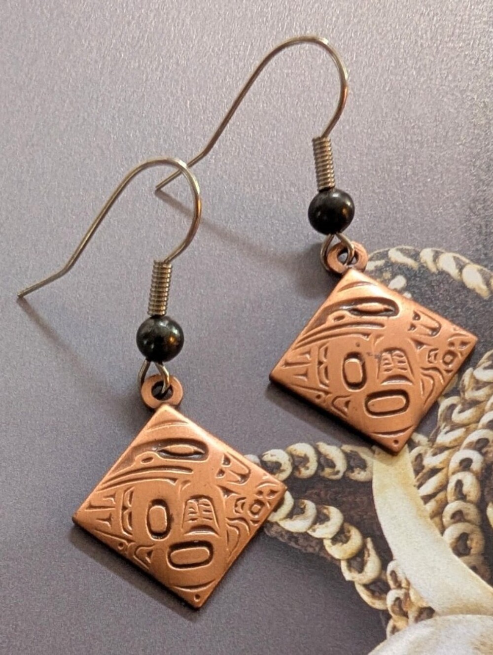 First Nations Canadian Raven Copper Earrings By Artisan K.Smarch